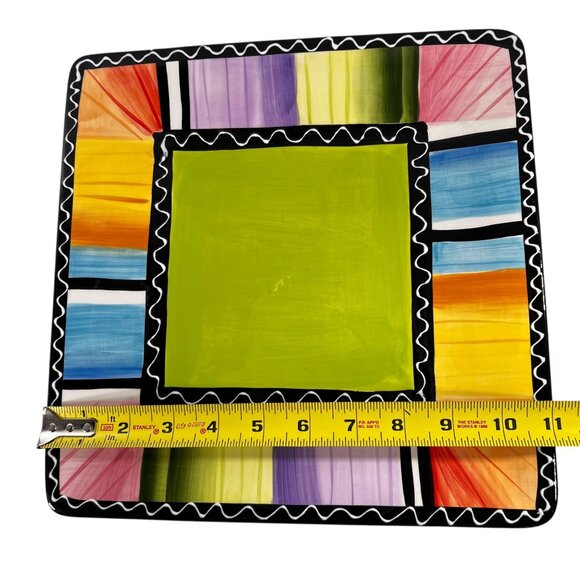 Certified International Nancy Green Square Platter Colorful Serape Plate 11" - Picture 7 of 8